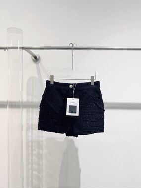 CHANEL Black High-Waist Tweed Shorts